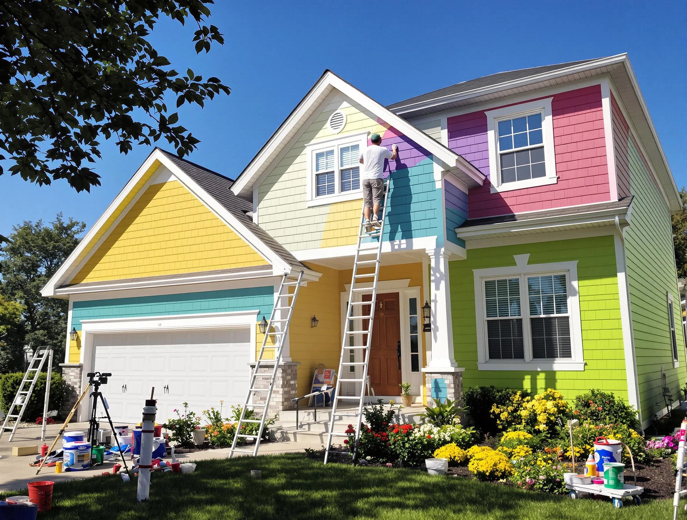 Brunswick House Painters professionals painting a home exterior in Brunswick, OH